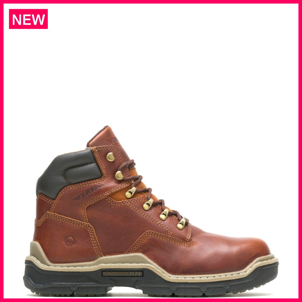 Men's 6-Inch Leather Work Boots With Durashocks Slip-Resistant Sole